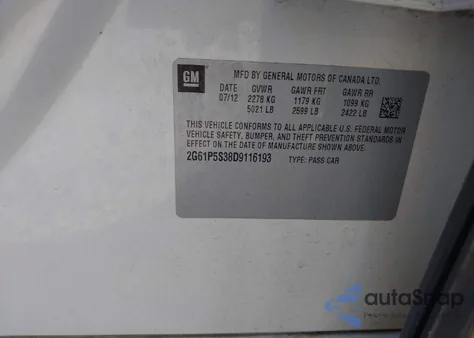 2013 Cadillac Xts Luxury z USA, uszkodzony, nr VIN 2G61P5S38D9116193